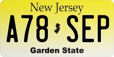NJ license plate A78SEP