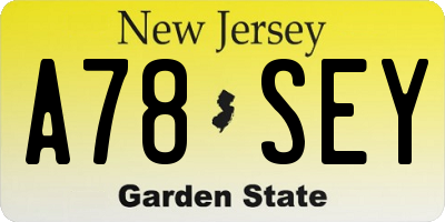 NJ license plate A78SEY
