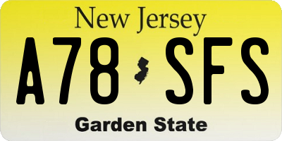 NJ license plate A78SFS