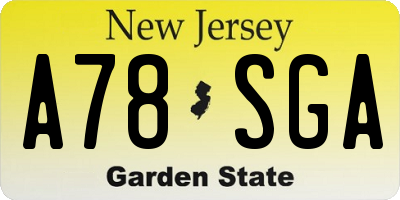 NJ license plate A78SGA