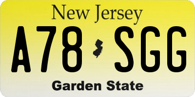 NJ license plate A78SGG