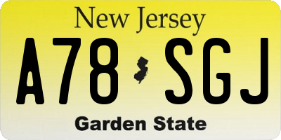 NJ license plate A78SGJ