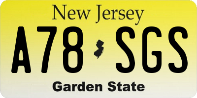 NJ license plate A78SGS