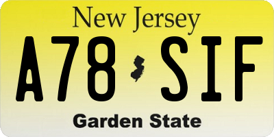 NJ license plate A78SIF