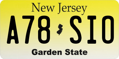 NJ license plate A78SIO
