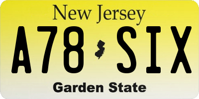 NJ license plate A78SIX