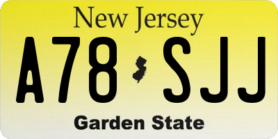NJ license plate A78SJJ
