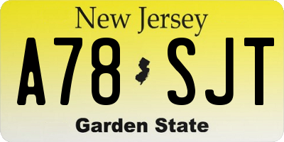 NJ license plate A78SJT