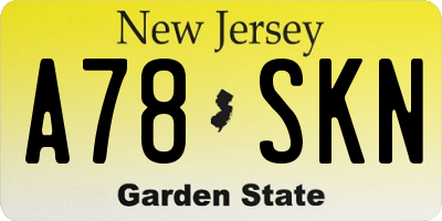 NJ license plate A78SKN