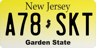 NJ license plate A78SKT