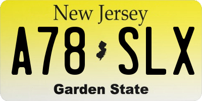 NJ license plate A78SLX