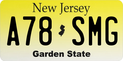 NJ license plate A78SMG