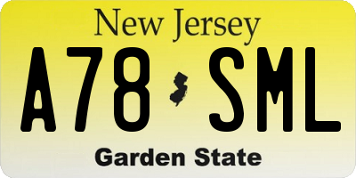 NJ license plate A78SML