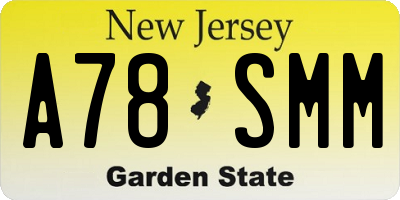 NJ license plate A78SMM