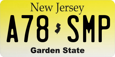 NJ license plate A78SMP