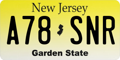 NJ license plate A78SNR