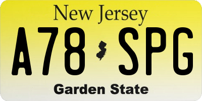 NJ license plate A78SPG