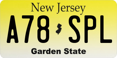 NJ license plate A78SPL