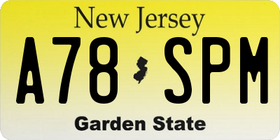NJ license plate A78SPM