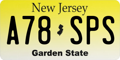 NJ license plate A78SPS