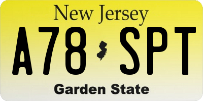 NJ license plate A78SPT