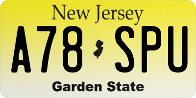 NJ license plate A78SPU