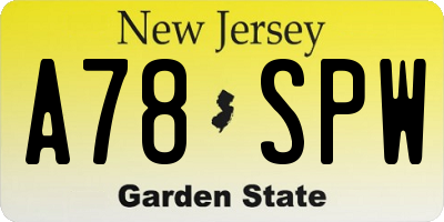 NJ license plate A78SPW