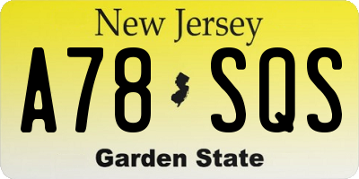 NJ license plate A78SQS