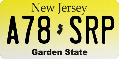 NJ license plate A78SRP