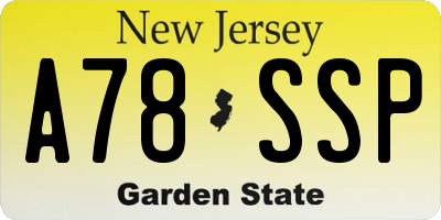 NJ license plate A78SSP