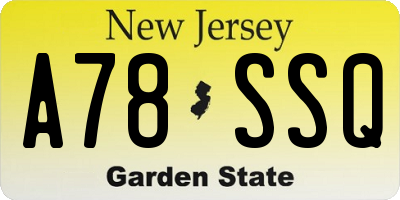 NJ license plate A78SSQ