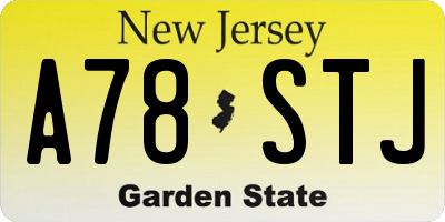 NJ license plate A78STJ