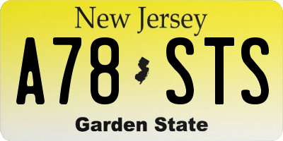 NJ license plate A78STS