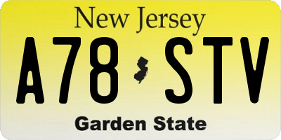 NJ license plate A78STV
