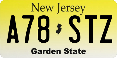 NJ license plate A78STZ