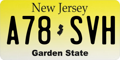NJ license plate A78SVH