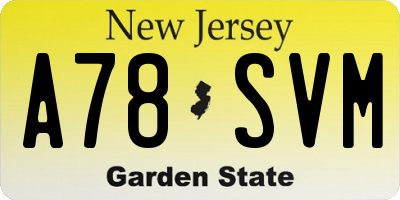NJ license plate A78SVM