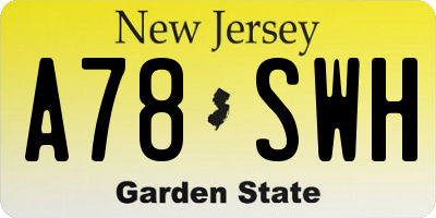 NJ license plate A78SWH