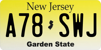 NJ license plate A78SWJ