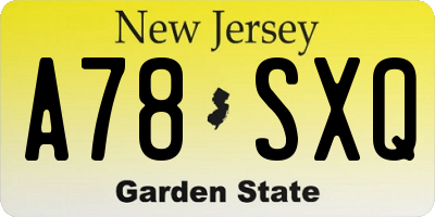 NJ license plate A78SXQ
