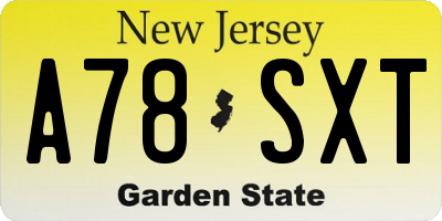 NJ license plate A78SXT