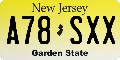 NJ license plate A78SXX