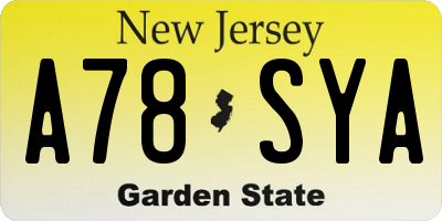 NJ license plate A78SYA