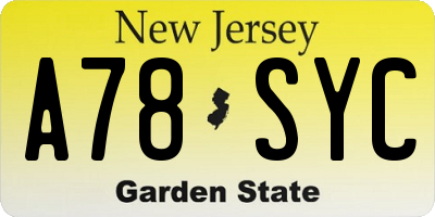 NJ license plate A78SYC