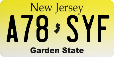 NJ license plate A78SYF