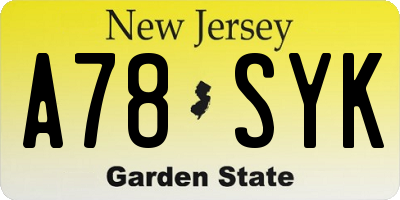 NJ license plate A78SYK