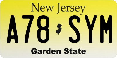 NJ license plate A78SYM