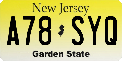 NJ license plate A78SYQ