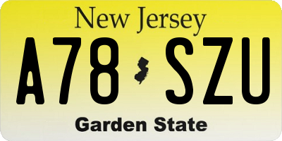 NJ license plate A78SZU