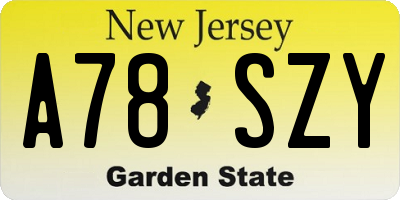 NJ license plate A78SZY